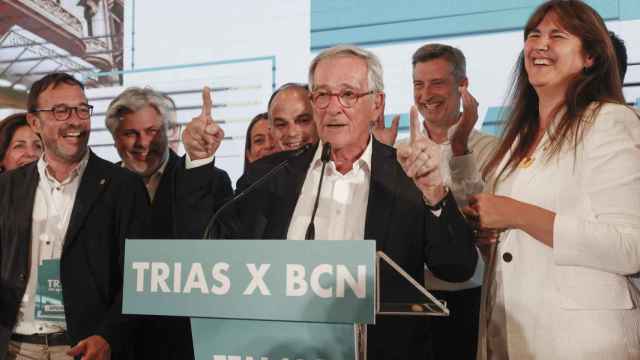 Xavier Trias, junto a Laura Borràs, celebra la victoria en las elecciones de Barcelona