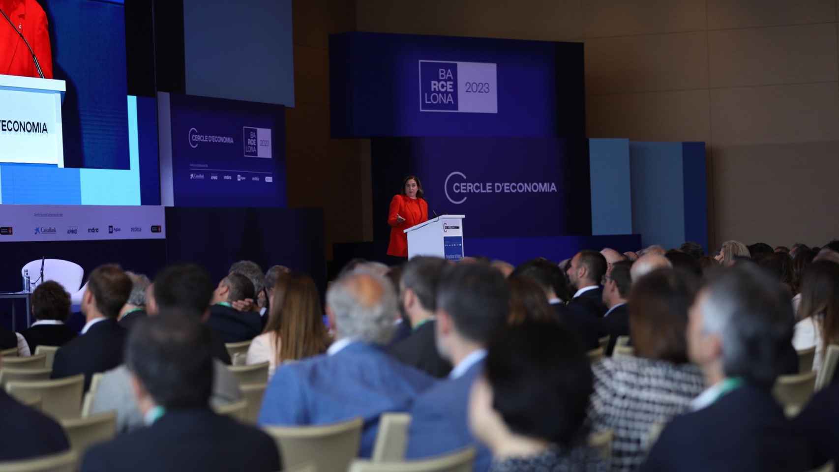 La líder de los comunes, Ada Colau, interviene en la jornada inaugural del encuentro del Círculo de Economía / CG