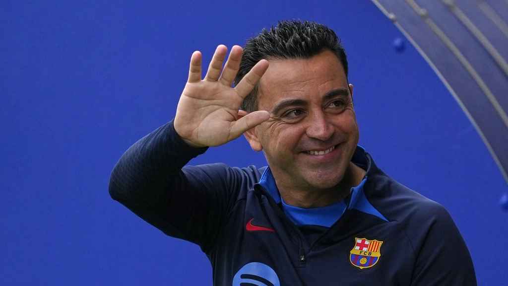 Xavi Hernández, durante un entrenamiento con el FC Barcelona / EFE