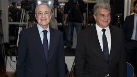 Florentino Pérez y Joan Laporta, durante un acto de la Superliga Europea / REDES