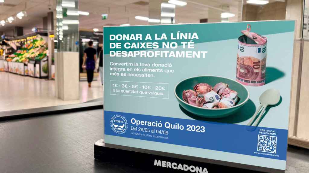 Cartel de la operación 'Quilo' en una de las tiendas de Mercadona