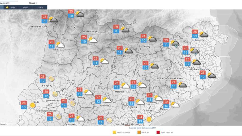 Previsión del Meteocat para este miércoles 31 de mayo