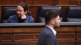 Gabriel Rufián (ERC) y Pablo Iglesias (Podemos), en una imagen de archivo