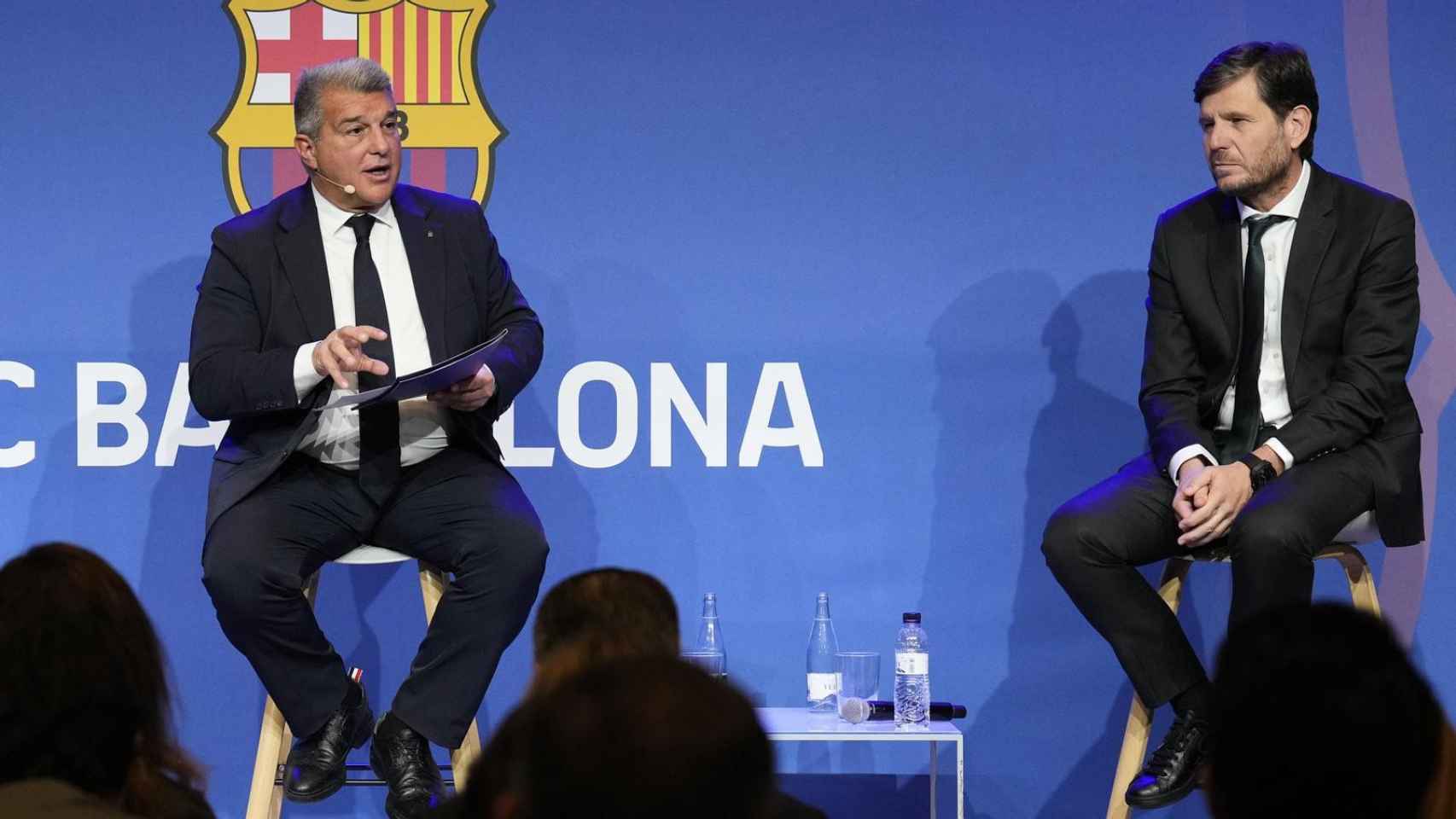 Joan Laporta y Mateu Alemany, en una comparecencia pública