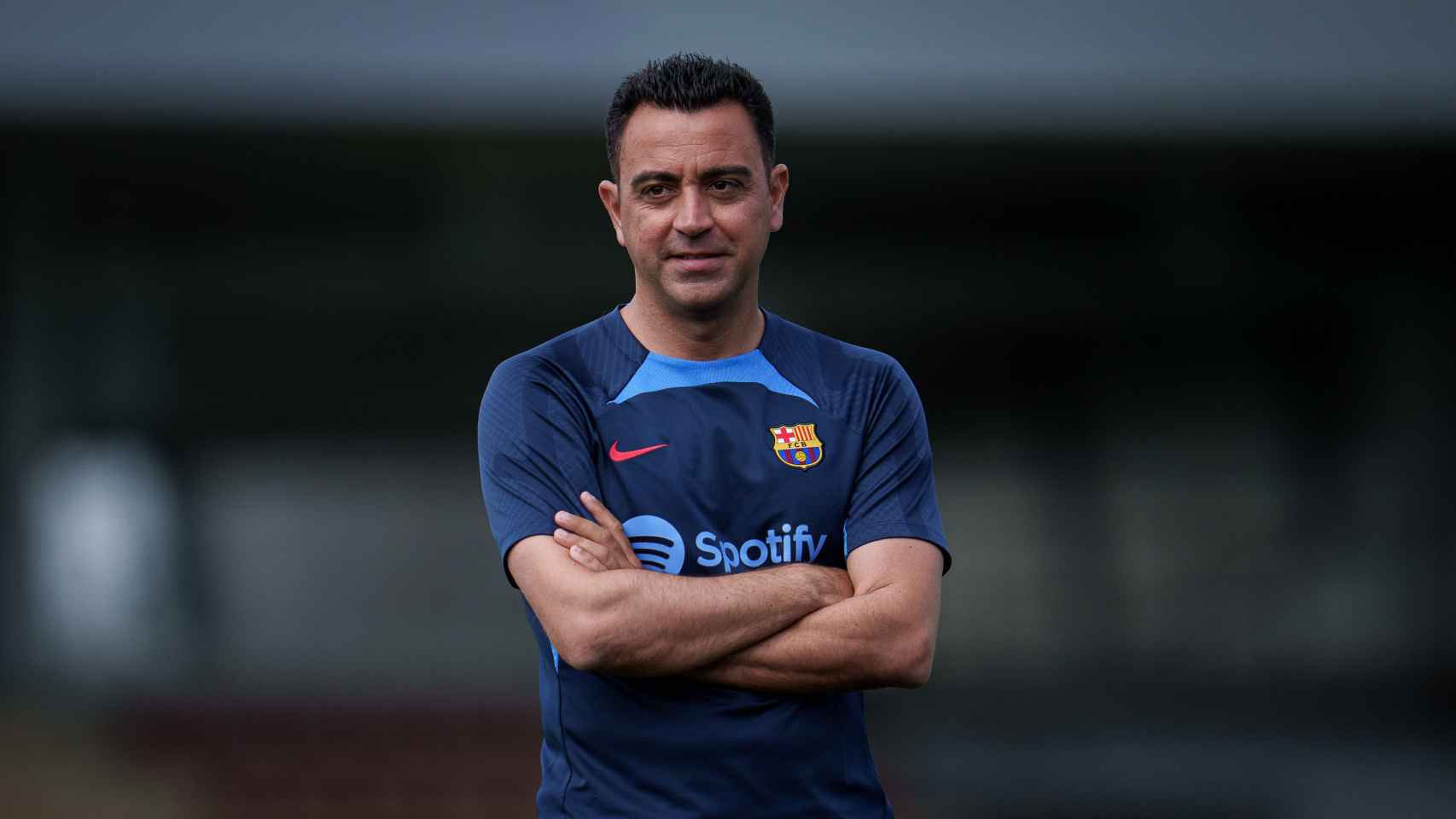 Xavi Hernández, durante un entrenamiento del Barça