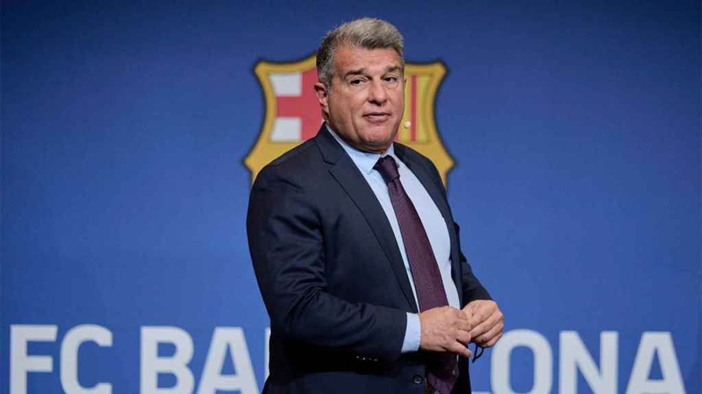 Joan Laporta, durante una rueda de prensa con el FC Barcelona