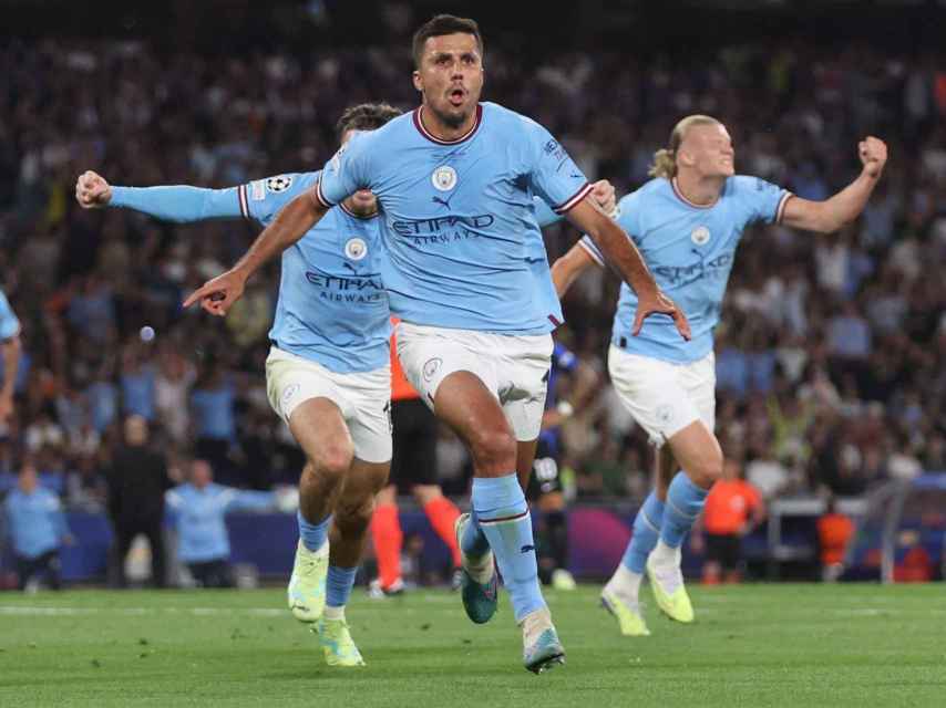 Rodri celebra su gol al Inter