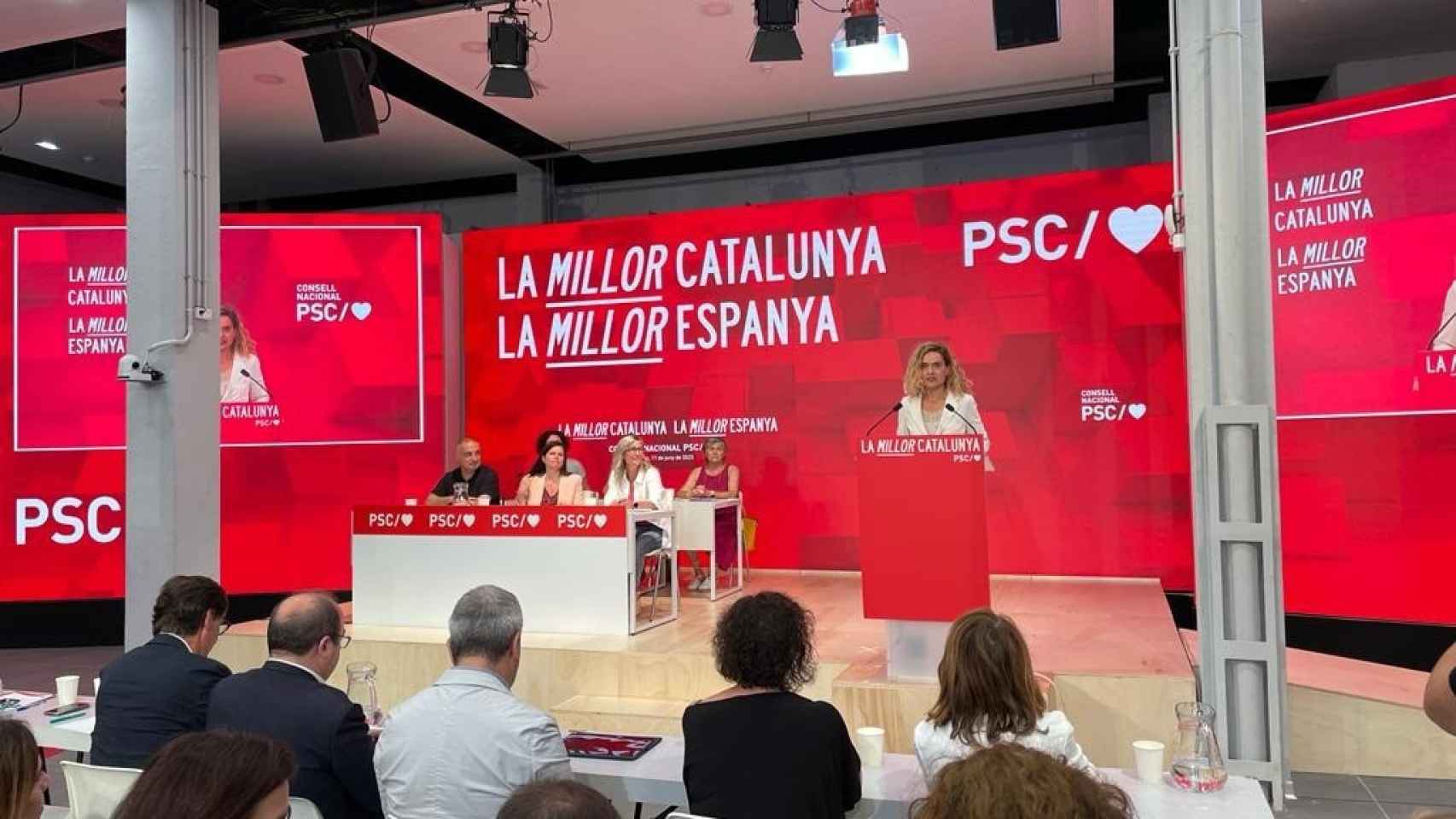 La presidenta del Congreso, Meritxell Batet, en el consell nacional del PSC.