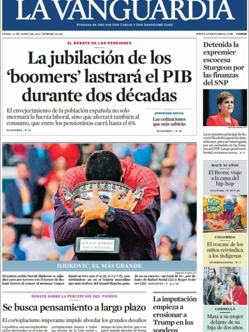 Portada de 'La Vanguardia' de 12 de junio de 2023