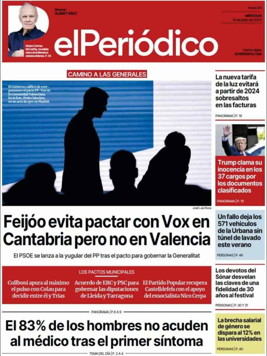 Portada de 'El Periódico' de 14 de junio de 2023