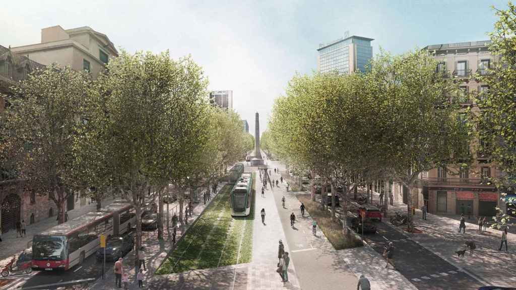 Imagen virtual del futuro tranvía de Barcelona sin catenaria