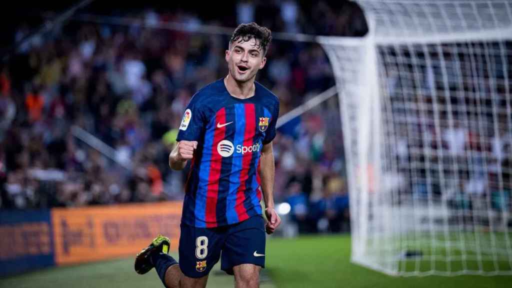 Pedri celebra un gol ante el Celta