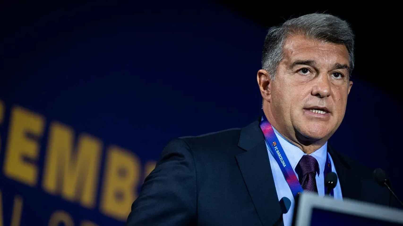 Joan Laporta, durante una asamblea del Barça celebrada en 2022 / FCB