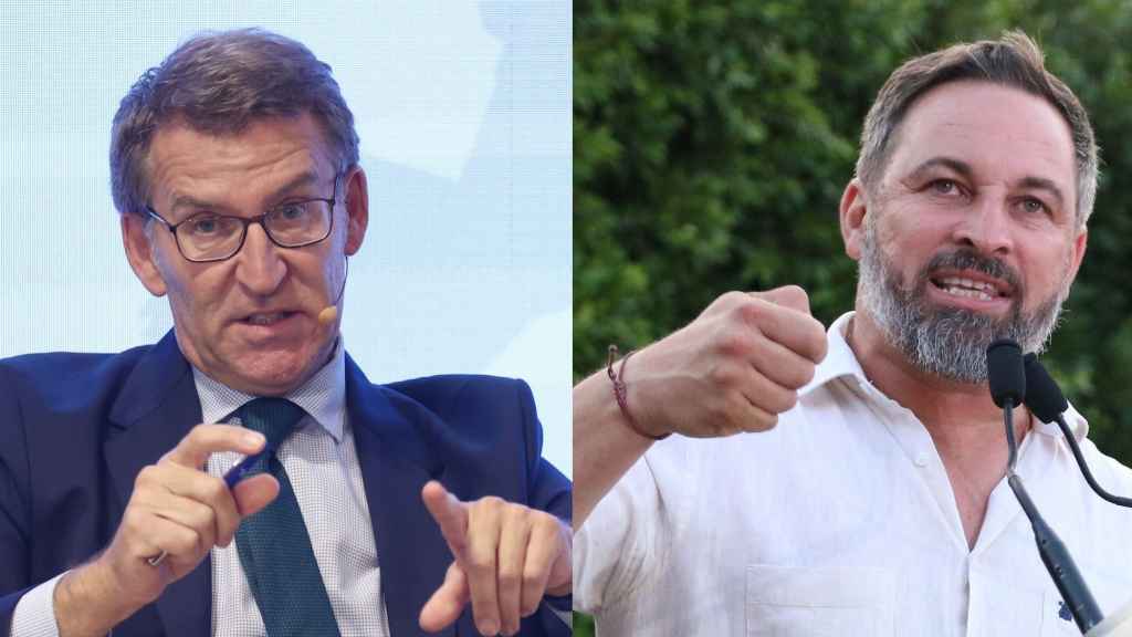 Los presidentes del Partido Popular y de Vox, Alberto Núñez Feijóo y Santiago Abascal