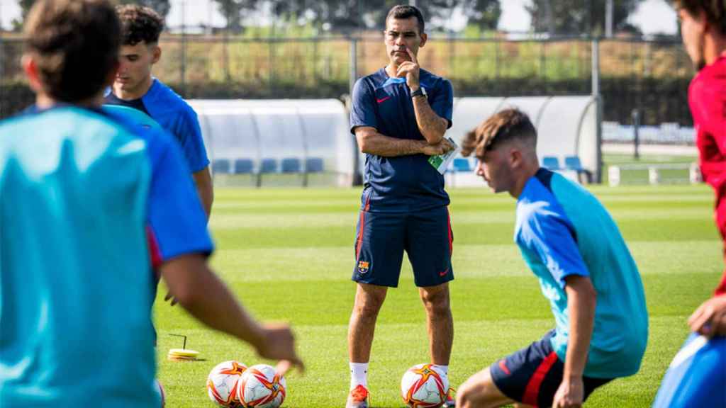 Rafa Márquez, durante un entrenamiento del filial del FC Barcelona