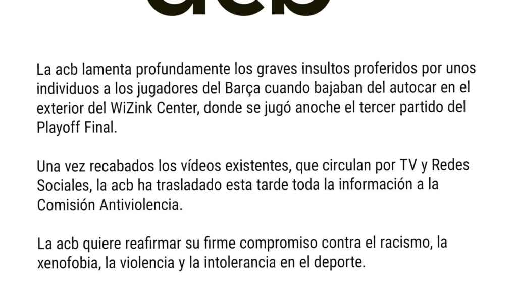 El comunicado de la ACB contra los insultos hacia James Nnaji