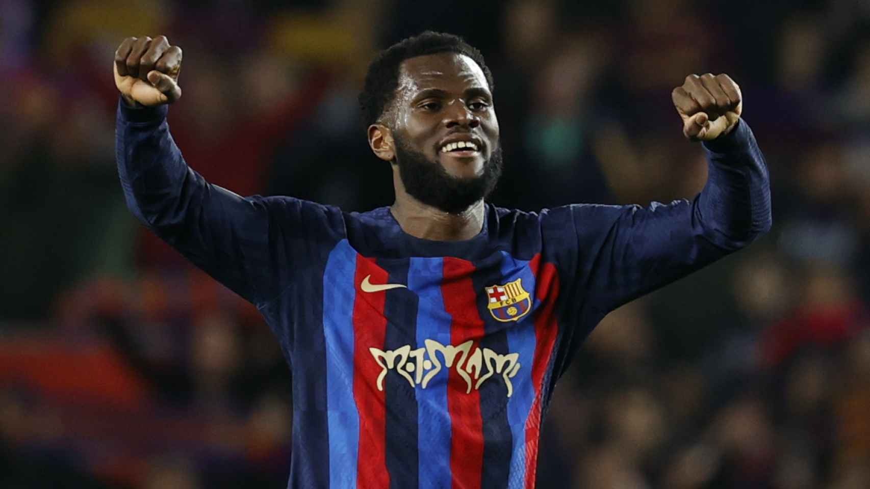 Franck Kessié celebra el gol de la victoria en el Clásico del Camp Nou