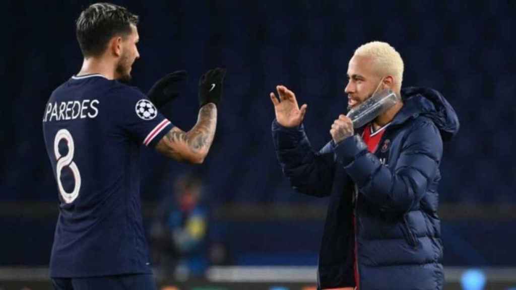 Leandro Paredes y Neymar, durante un partido del PSG / EFE