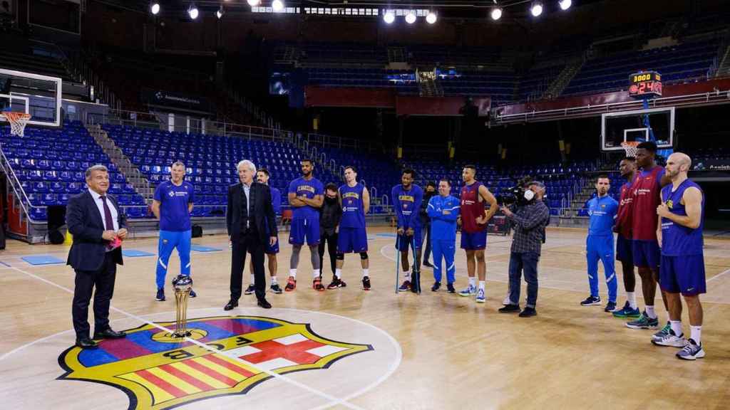 Joan Laporta, durante un acto del Barça de basket en el Palau Blaugrana / FCB