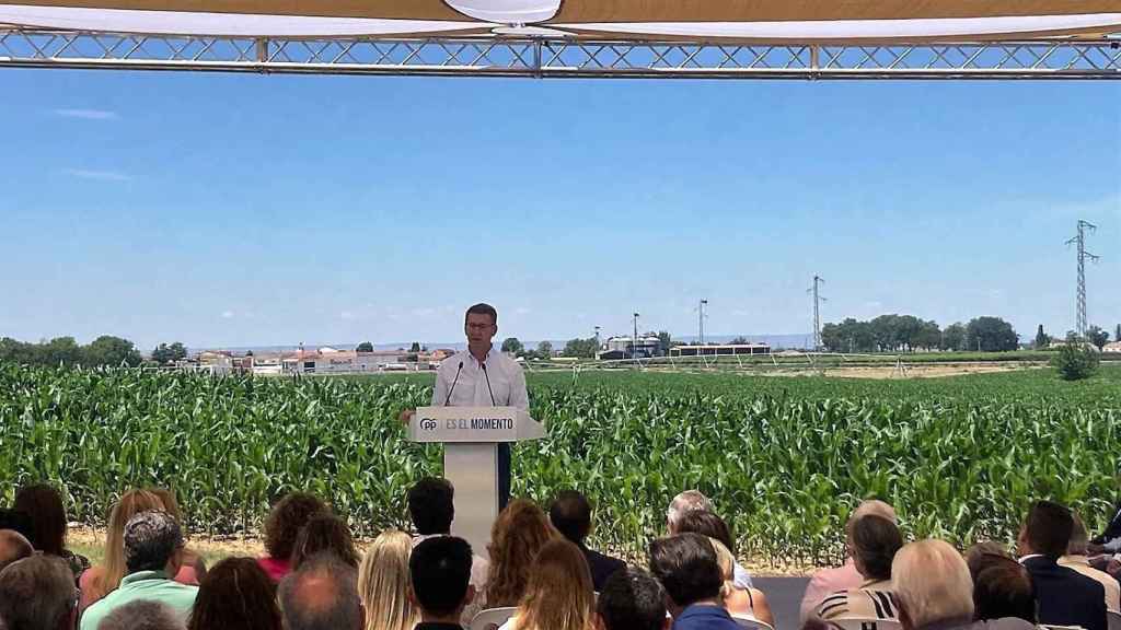 Feijóo durante el acto en Gimenells