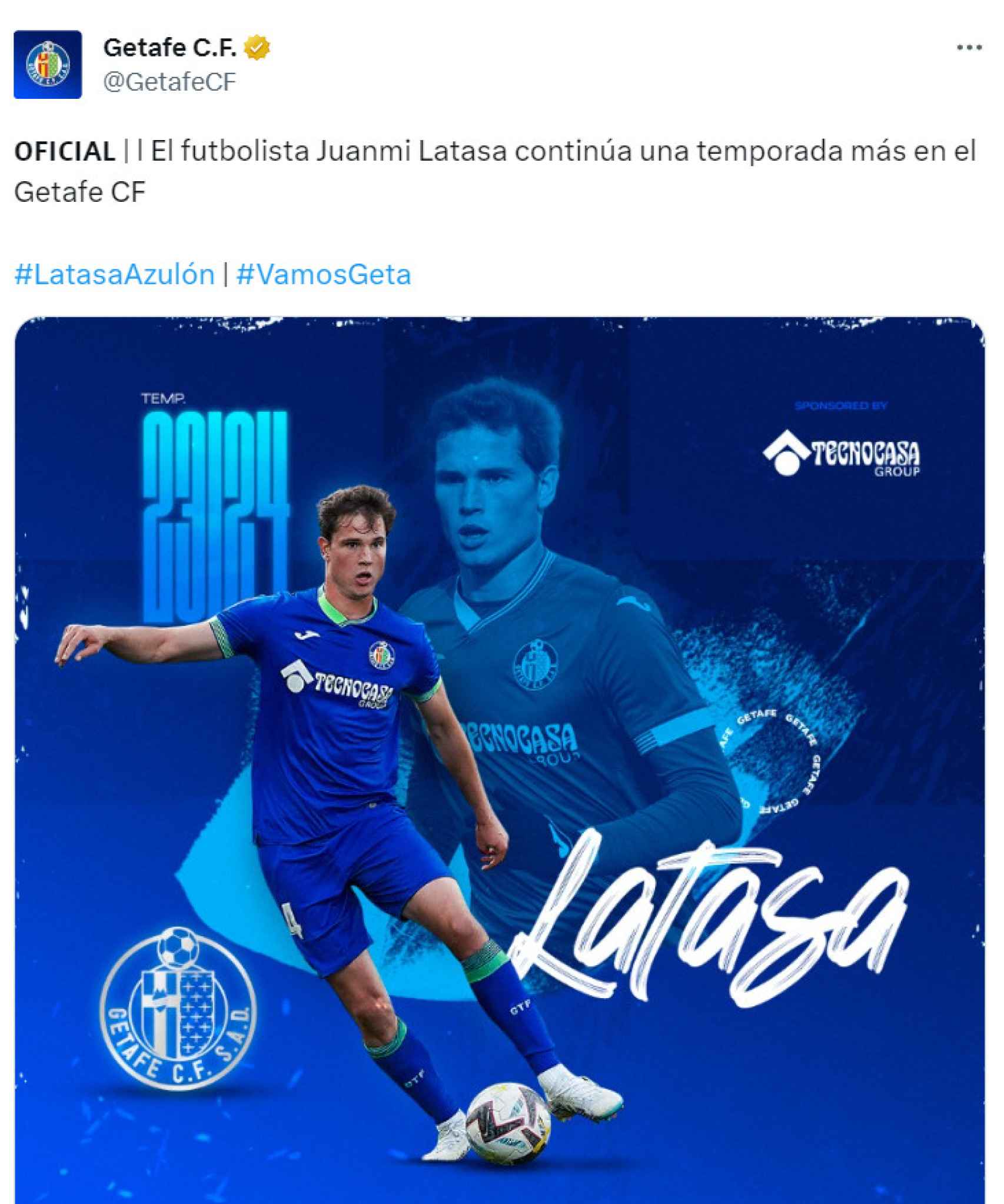 El Getafe anuncia la llegada de Juanmi Latasa otro año cedido