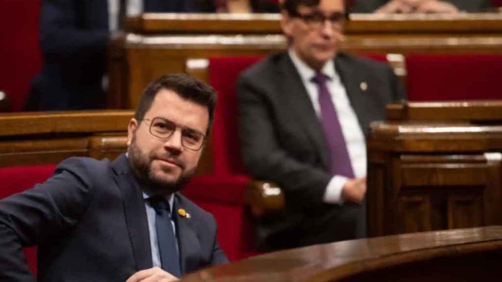 El presidente de la Generalitat, Pere Aragonès, en el Parlament