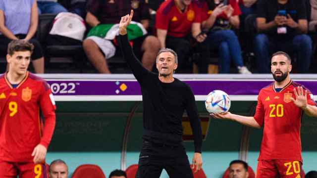 Luis Enrique, en un partido de la selección española