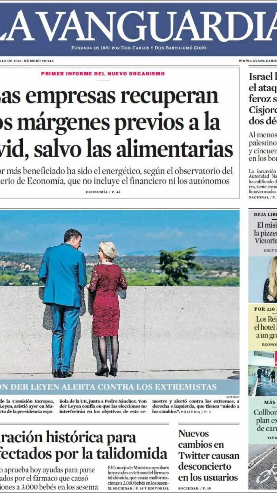 Portada de La Vanguardia del 4 de julio de 2023