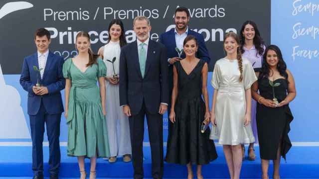 El rey Felipe, la reina Letizia, la princesa Leonor y la infanta Sofía, en la entrega de los premios de la Fundación Princesa de Girona