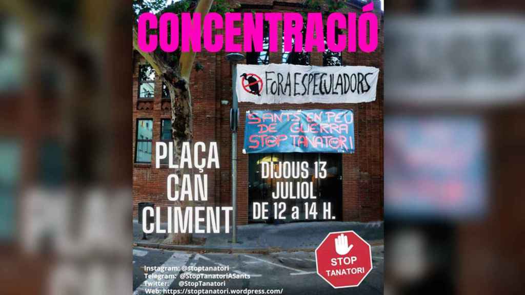 Imagen del cartel de protesta contra el Tanatorio de Sants