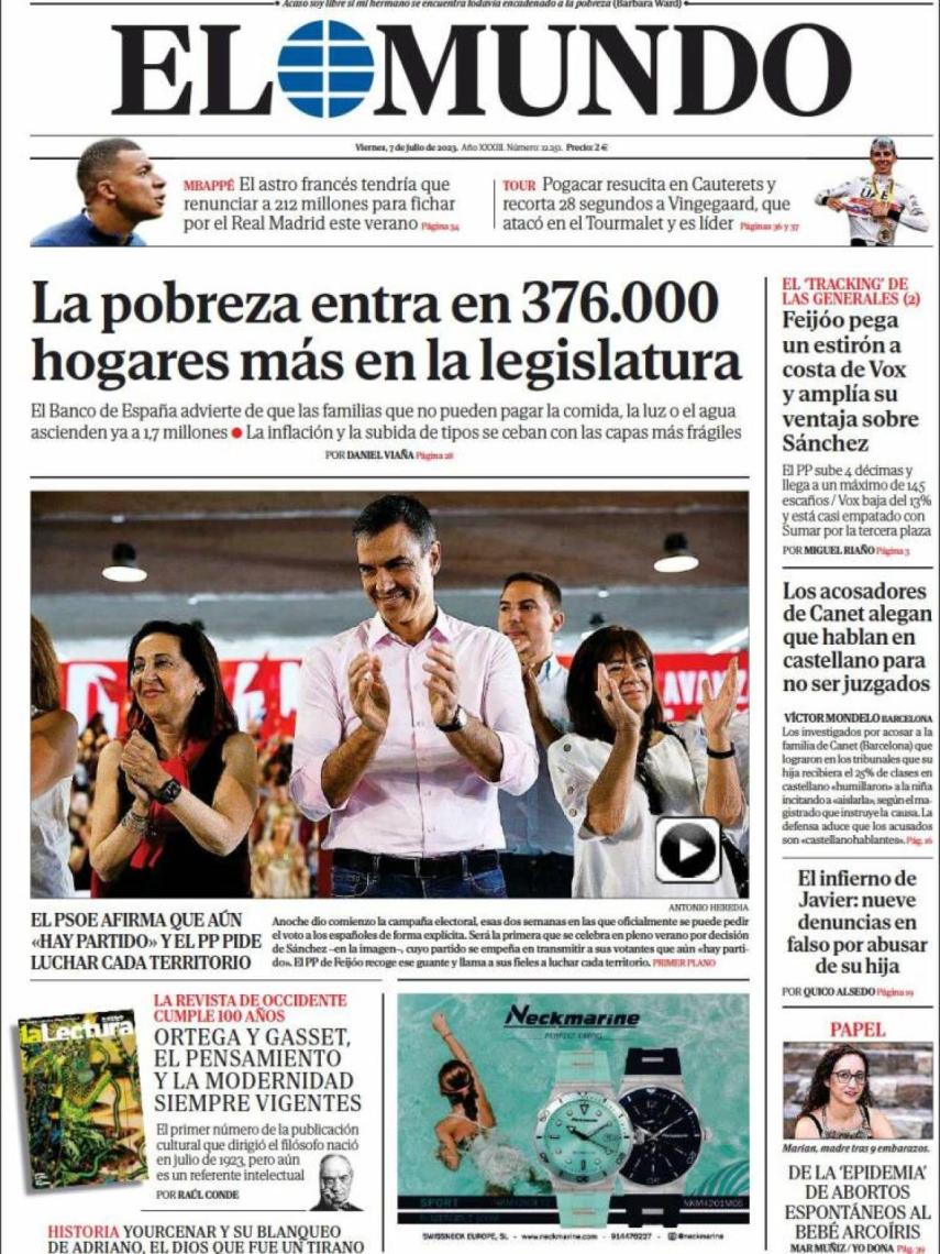 Portada de 'El Mundo' de 7 de julio de 2023
