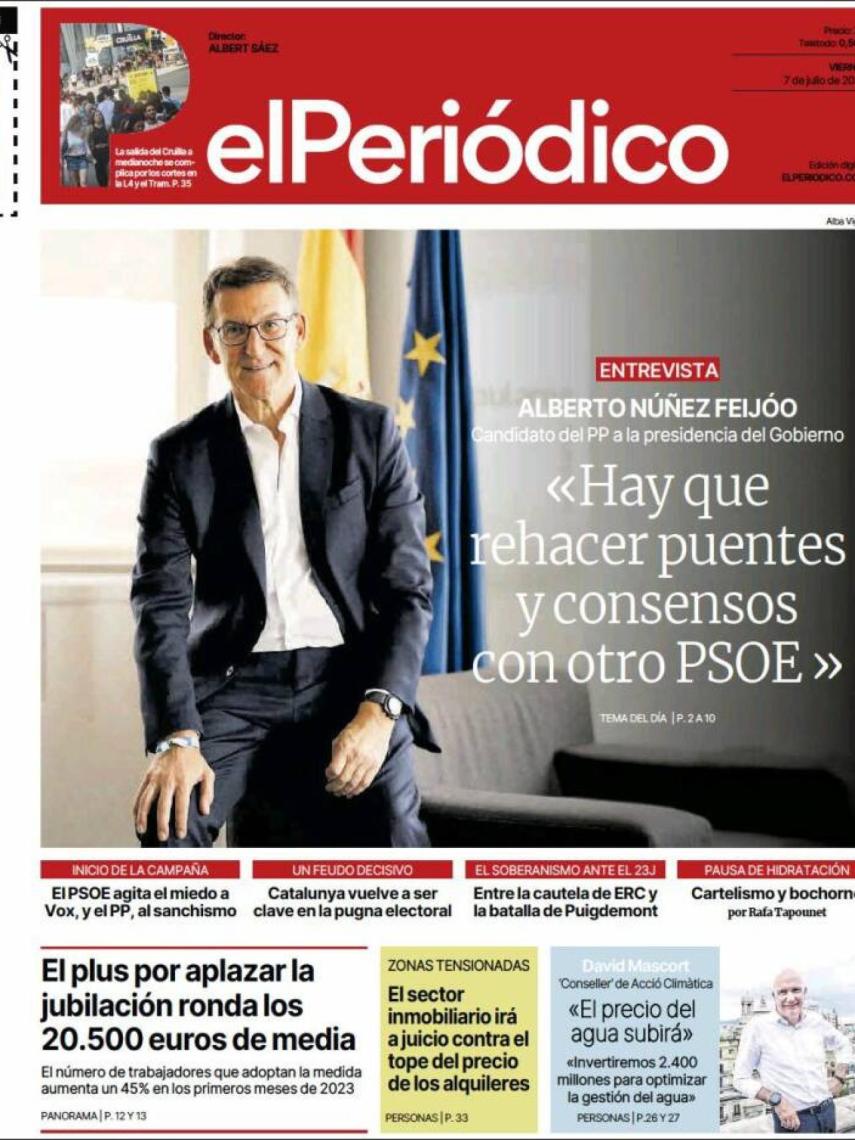 Portada de 'El Periódico' de 7 de julio de 2023