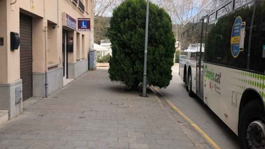 Parada de autobús delante del vado de la vivienda