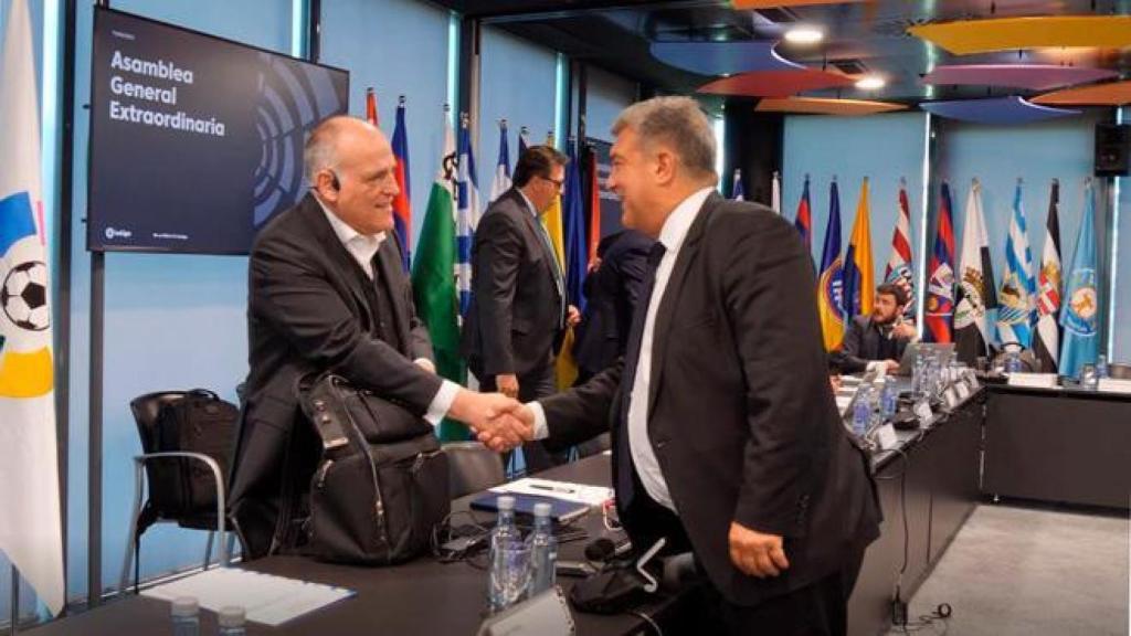 El saludo viral entre Tebas y Laporta cuando más enfrentados estaban