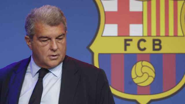 Laporta en una rueda de prensa