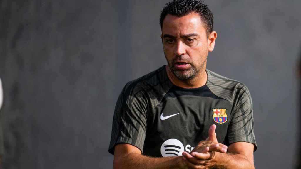 Xavi Hernández, durante un entrenamiento del Barça en pretemporada