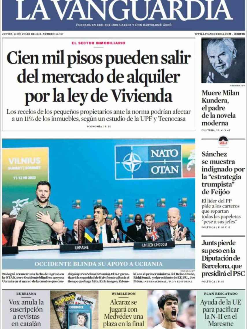 Portada de 'La Vanguardia' de 13 de julio de 2023