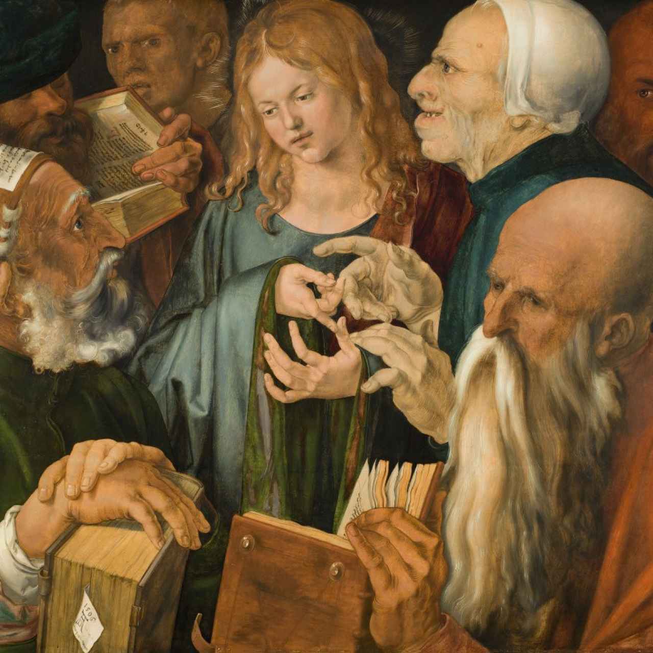 ‘Jesús entre los doctores’ (1506), de Alberto Durero, en el que se ha identificado al diablo con la figura de perfil, con tintes grotescos, próxima a Cristo