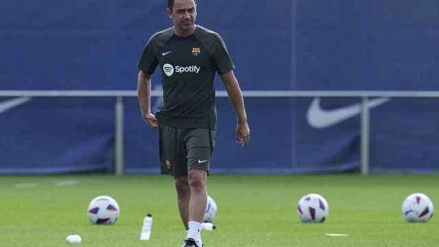 Xavi Hernández, durante un entrenamiento con el FC Barcelona / EFE