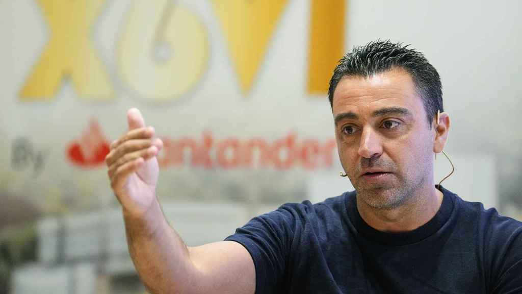 Xavi Hernández, durante el acto de presentación de su campus de verano para niños