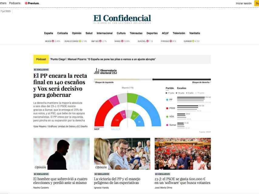 Portada de 'El Confidencial' de 17 de julio de 2023