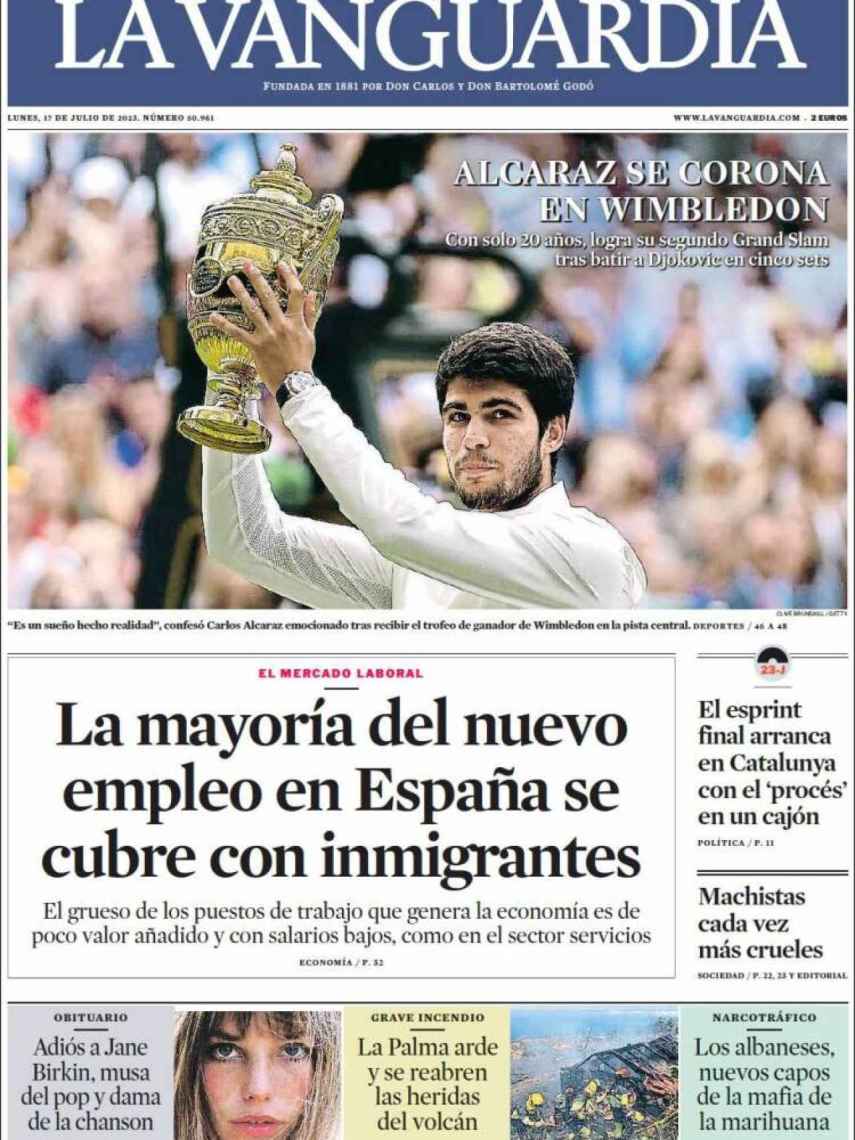 Portada de 'La Vanguardia' de 17 de julio de 2023