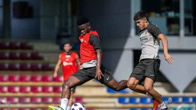 Mikayil Faye, durante un entrenamiento de pretemporada con el Barça / FCB