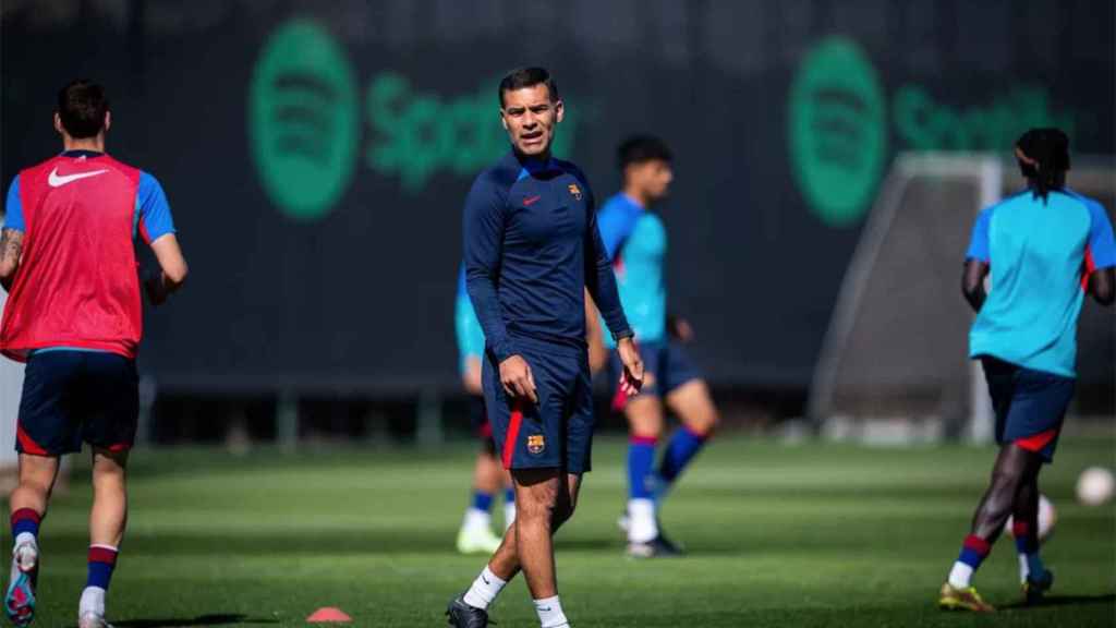 Rafa Márquez, durante una sesión de entrenamiento con el Barça B / REDES