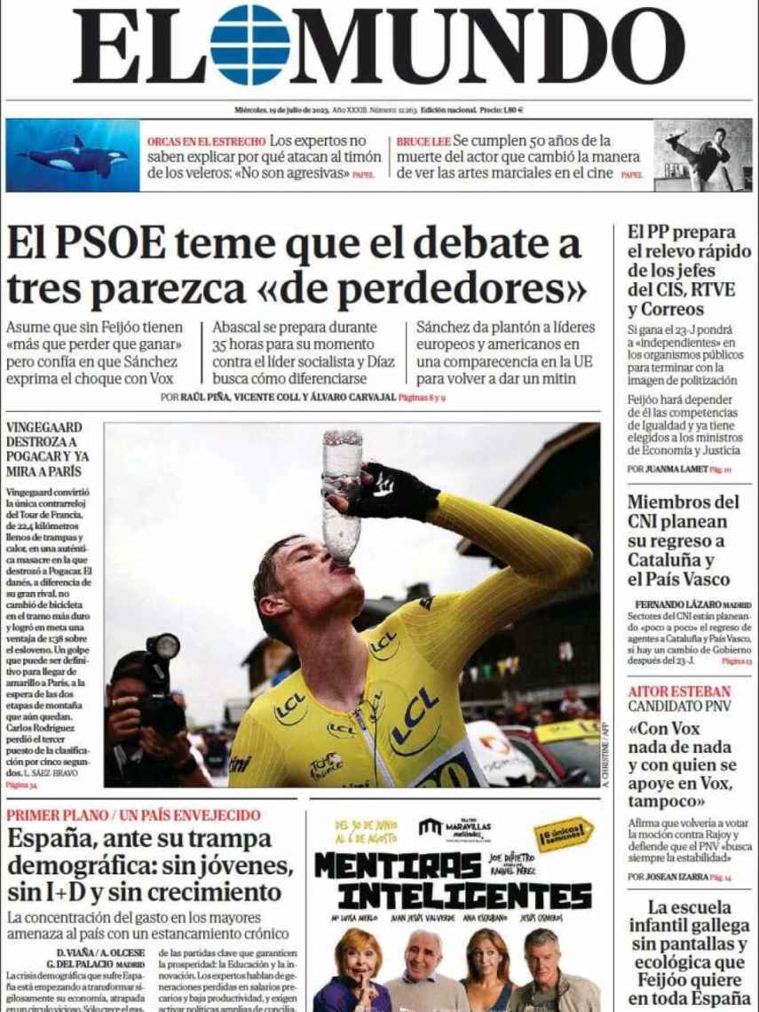 Portada de 'El Mundo' de 19 de julio de 2023