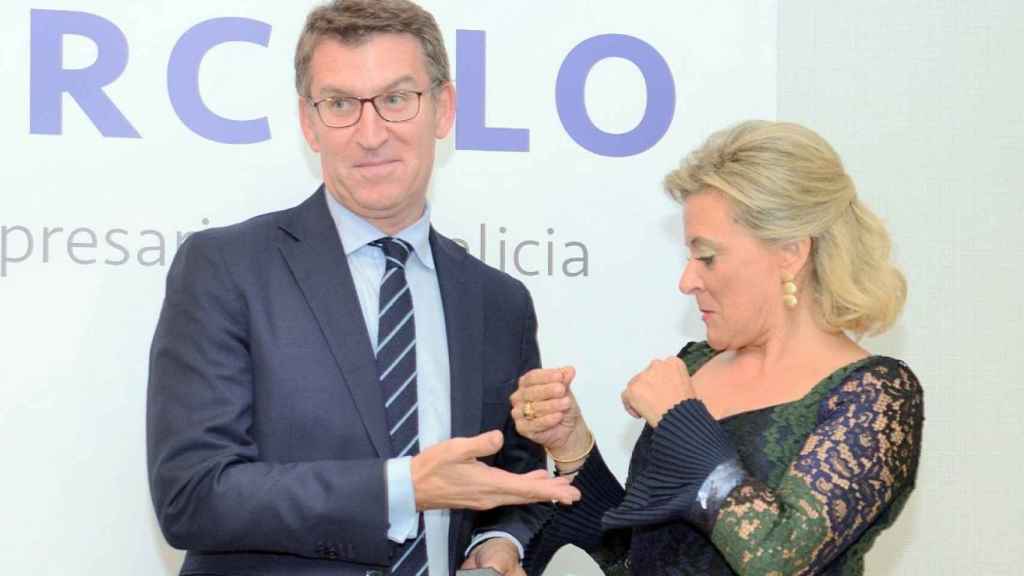 Alberto Núñez Feijóo (i) y Chefi Fernández, expresidenta de DomusVi, en un acto pasado