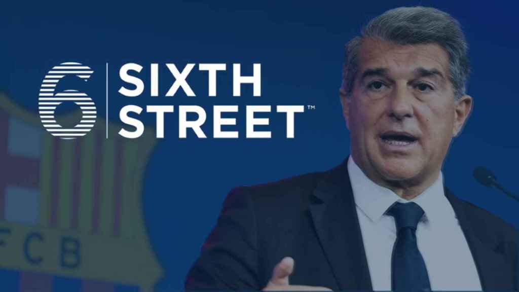 Joan Laporta, en un fotomontaje con el logo de Sixth Street