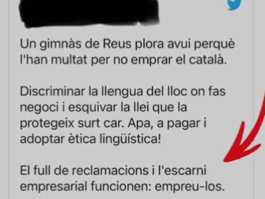 Un mensaje de los que ha recibido Reus Gym