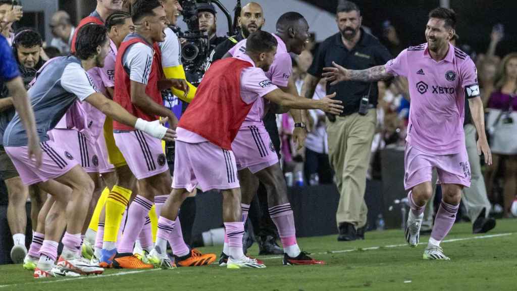 Leo Messi, celebrando el gol marcado con el Inter Miami en su debut / EFE