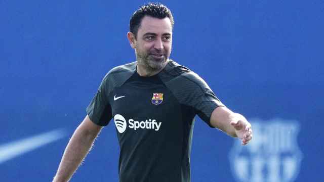 Xavi Hernández, durante una sesión de entrenamiento del Barça / EFE